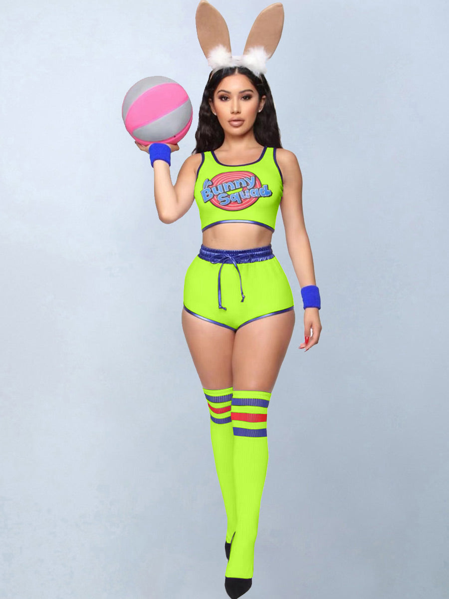 Women 5 Piece Bunny Cheerleader Costume - Image 9
