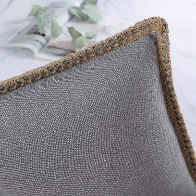 Festive Accent Pillow Cover Grey and Red Decorative Cushion Case - Image 4