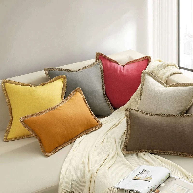 Festive Accent Pillow Cover Grey and Red Decorative Cushion Case - Image 3