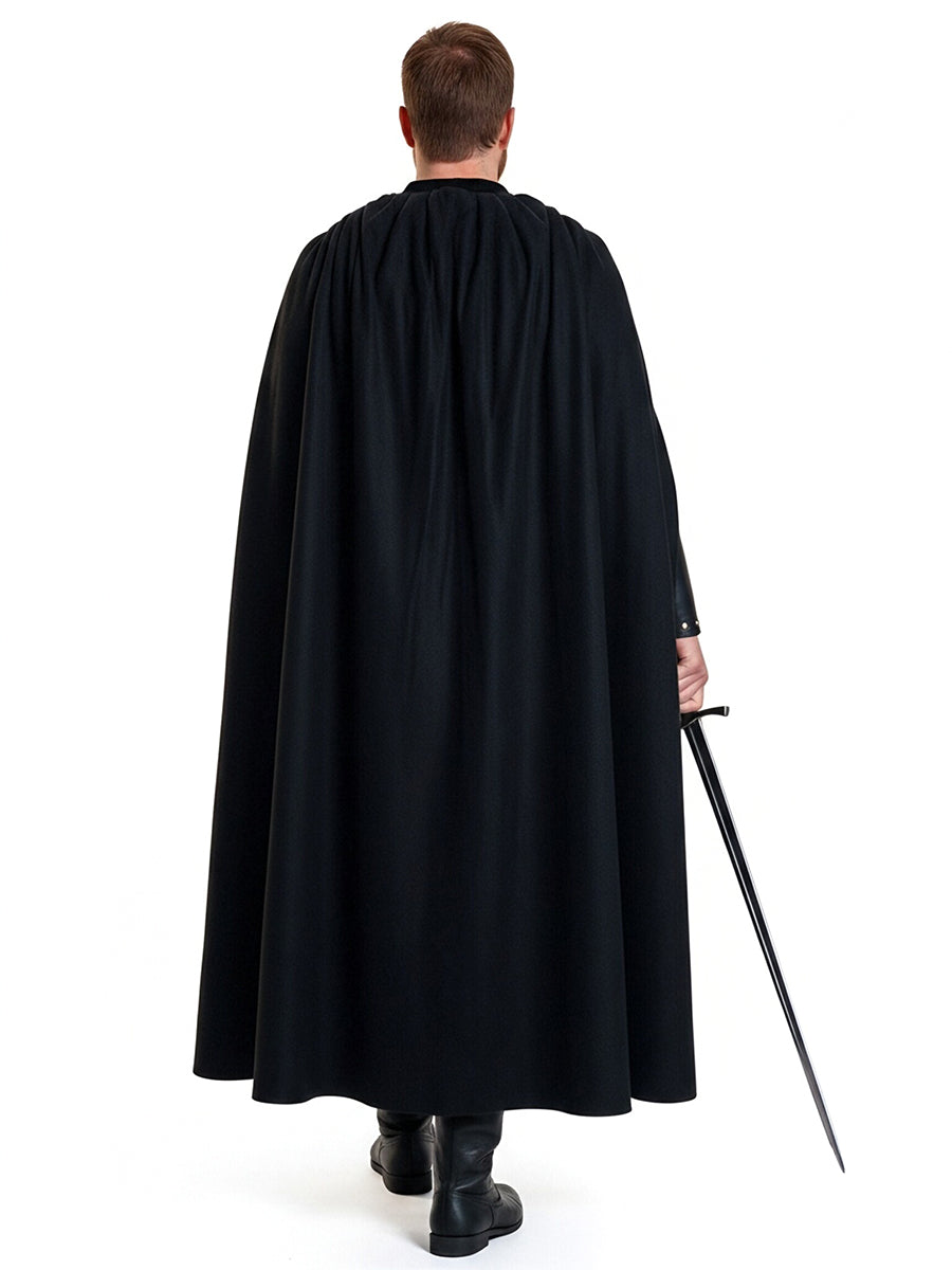 Medieval Warrior Armor Costume Black Faux Leather Cape Set - Image 8