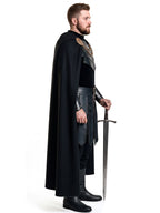 Medieval Warrior Armor Costume Black Faux Leather Cape Set - Image 9