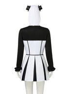 Clown Costume Womens Pierrot Jester Mini Dress Cowl Hood - Image 11