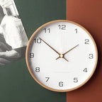 Scandinavian Round Wood Wall Clock Silent Sweep Movement - Image 4