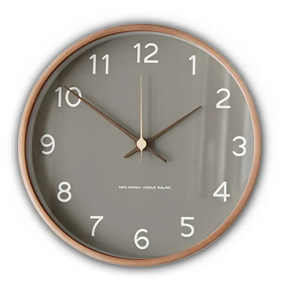 Scandinavian Round Wood Wall Clock Silent Sweep Movement - Image 2