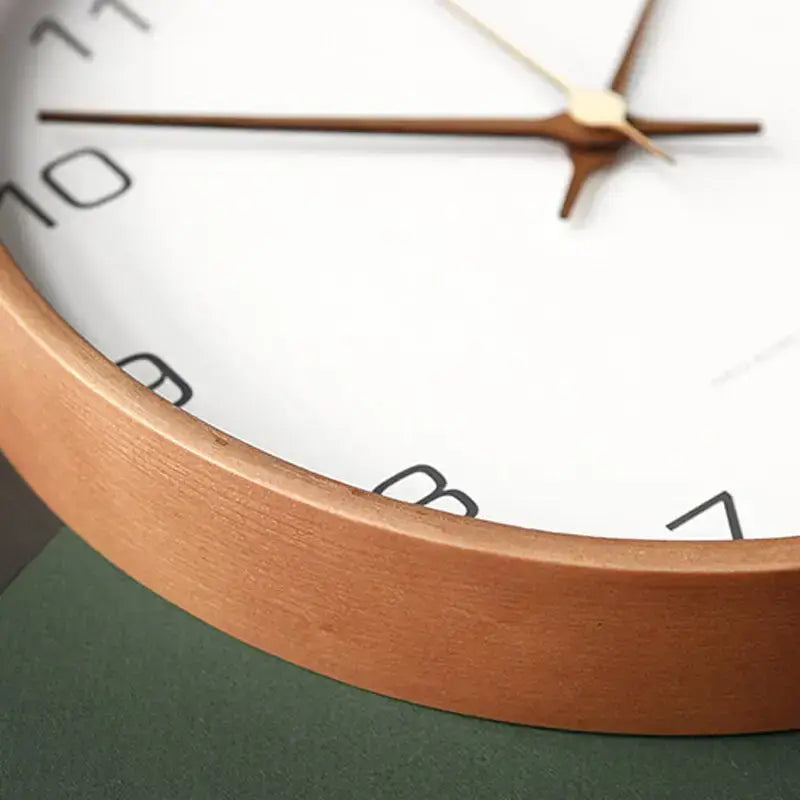 Scandinavian Round Wood Wall Clock Silent Sweep Movement - Image 6