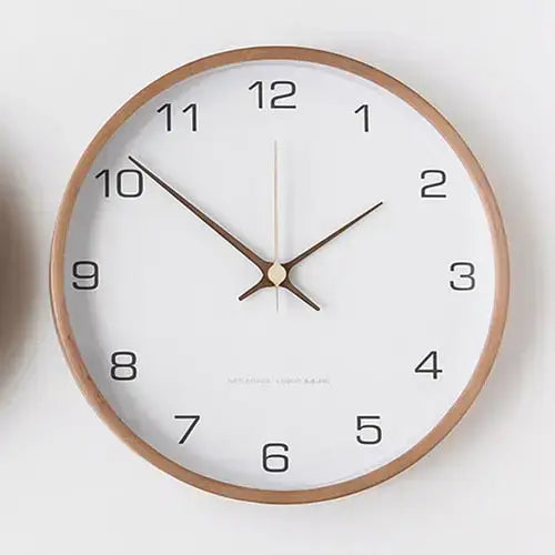 Scandinavian Round Wood Wall Clock Silent Sweep Movement - Image 5