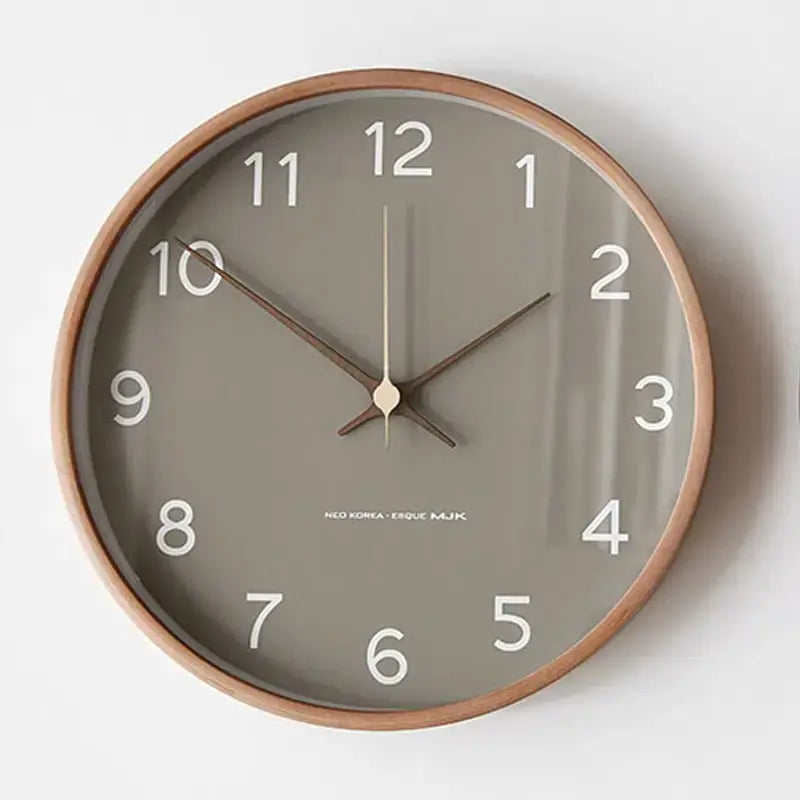 Scandinavian Round Wood Wall Clock Silent Sweep Movement