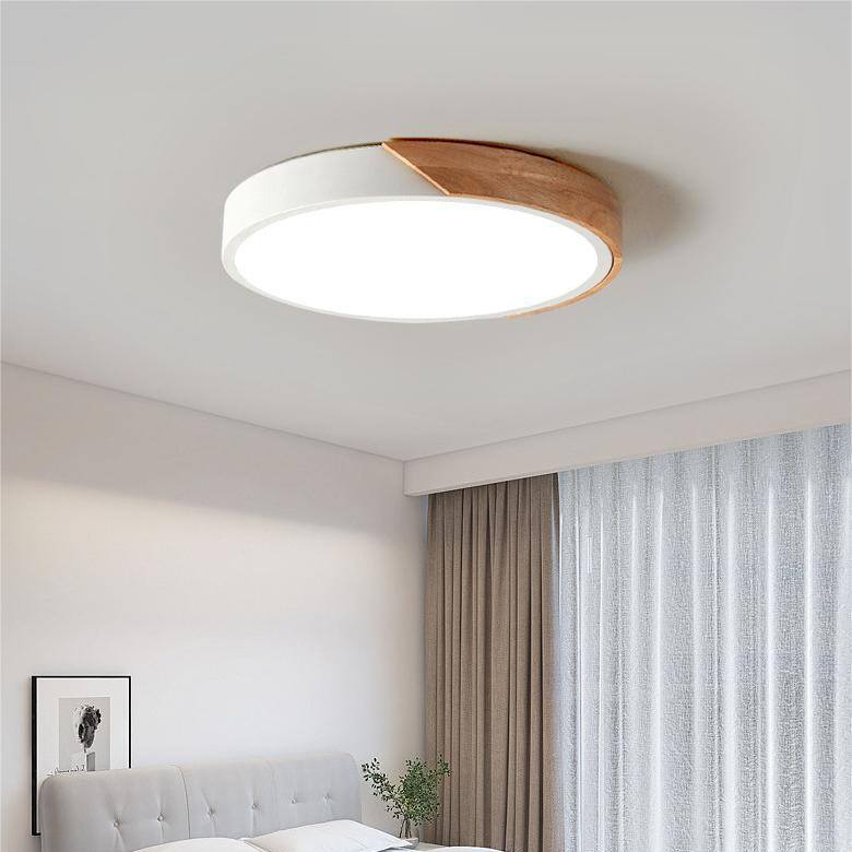 Scandinavian Round Wood Trim Flush Mount Ceiling Lamp LED - Image 3