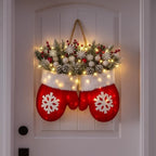 Mitten Shaped Christmas Door Hanger Warm White LED - Image 3