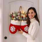 Mitten Shaped Christmas Door Hanger Warm White LED - Image 4