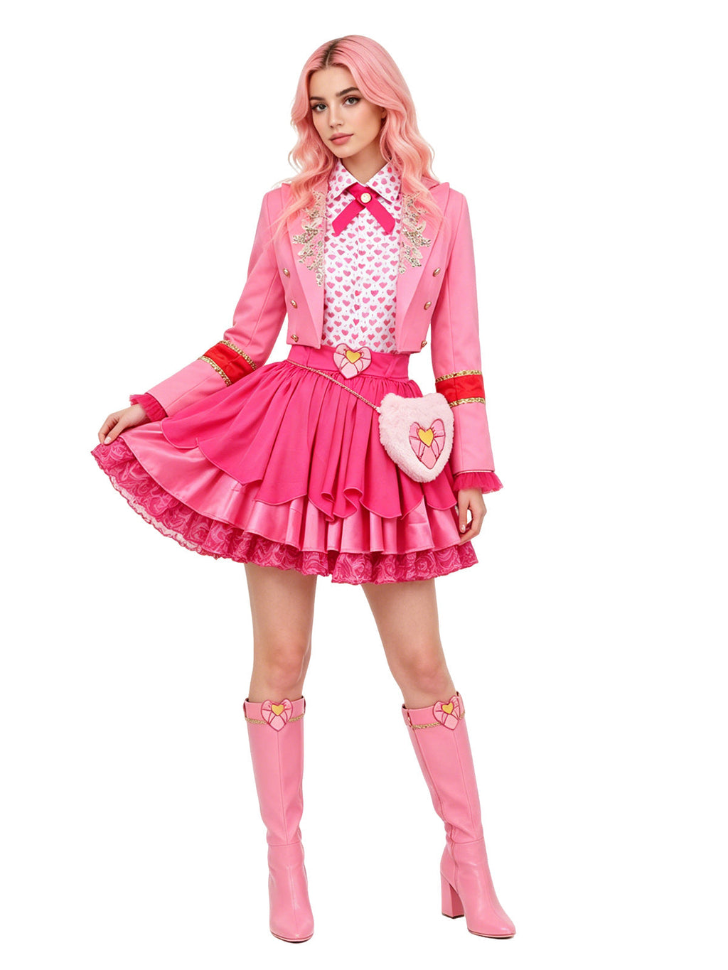 Halloween Costume Pink Princess Academy Blazer Ruffle Skirt Set - Image 10