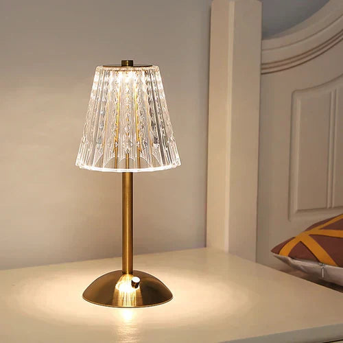 Golden Crystal Glass Table Lamp in Decorative Design with Sparkling Shade - Image 11