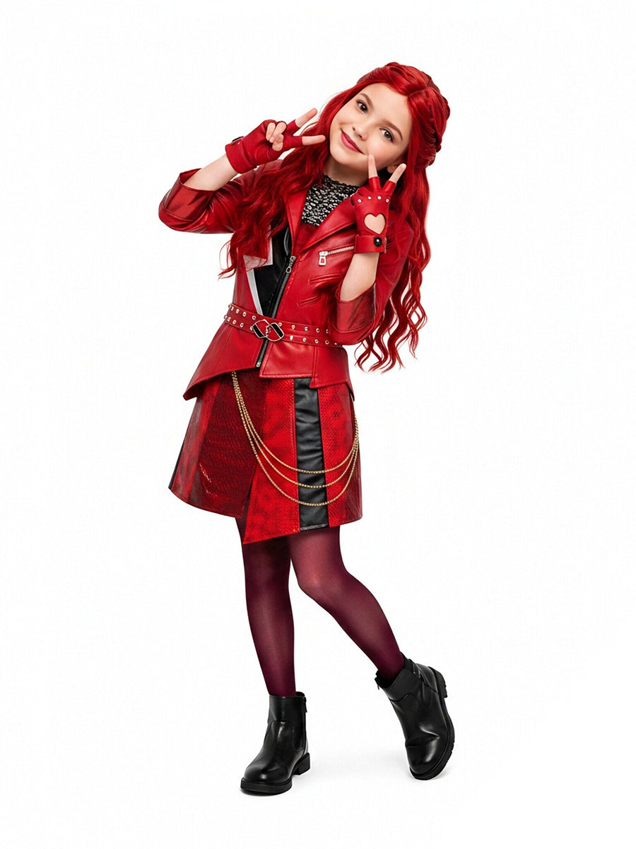 6 Piece PU Leather Red Princess Cosplay Costume - Image 2