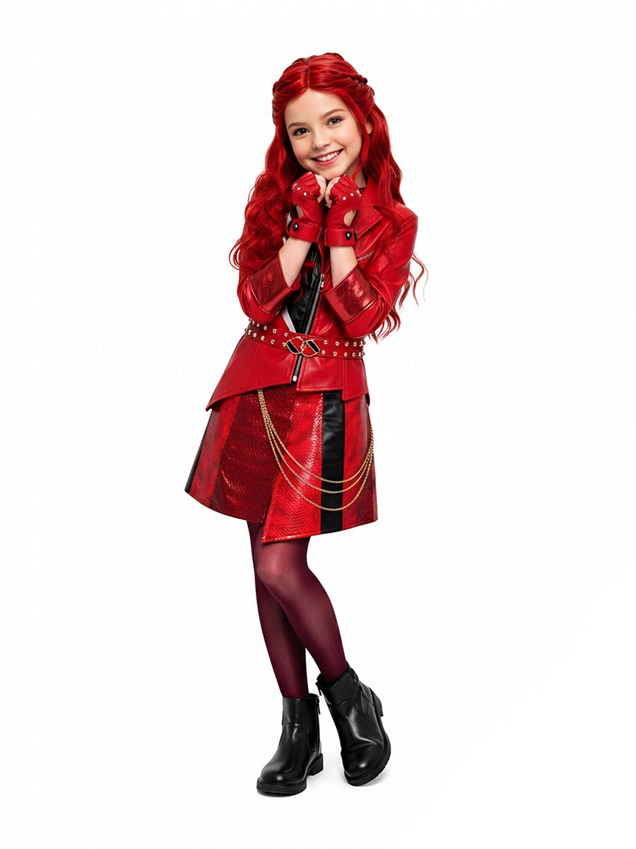 6 Piece PU Leather Red Princess Cosplay Costume - Image 3