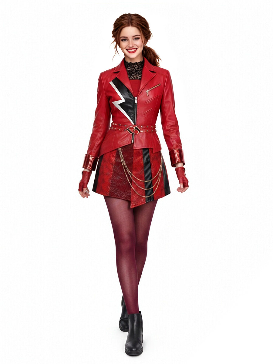 6 Piece PU Leather Red Princess Cosplay Costume - Image 10