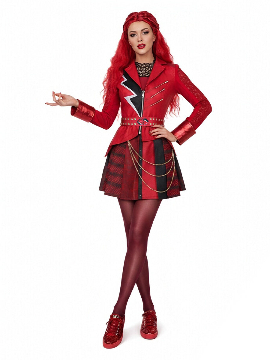 Halloween Costume Womens Red Princess Rocker Cosplay Set - Image 4