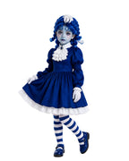 Halloween Costume Royal Blue Gothic Puppet Dress Ruff Collar - Image 2