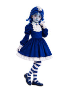 Halloween Costume Royal Blue Gothic Puppet Dress Ruff Collar - Image 3