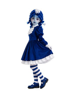 Halloween Costume Royal Blue Gothic Puppet Dress Ruff Collar - Image 4