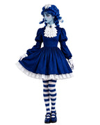 Halloween Costume Royal Blue Gothic Puppet Dress Ruff Collar - Image 9