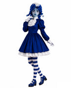 Halloween Costume Royal Blue Gothic Puppet Dress Ruff Collar - Image 8
