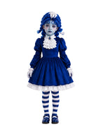 Halloween Costume Royal Blue Gothic Puppet Dress Ruff Collar