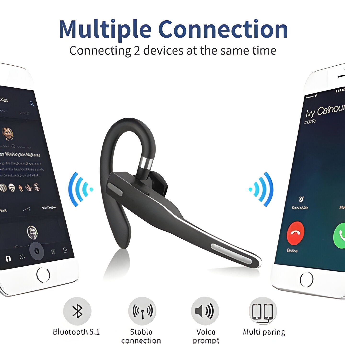 Wireless Bluetooth Headset Dual Microphone Noise Cancelling Earpiece - Image 5