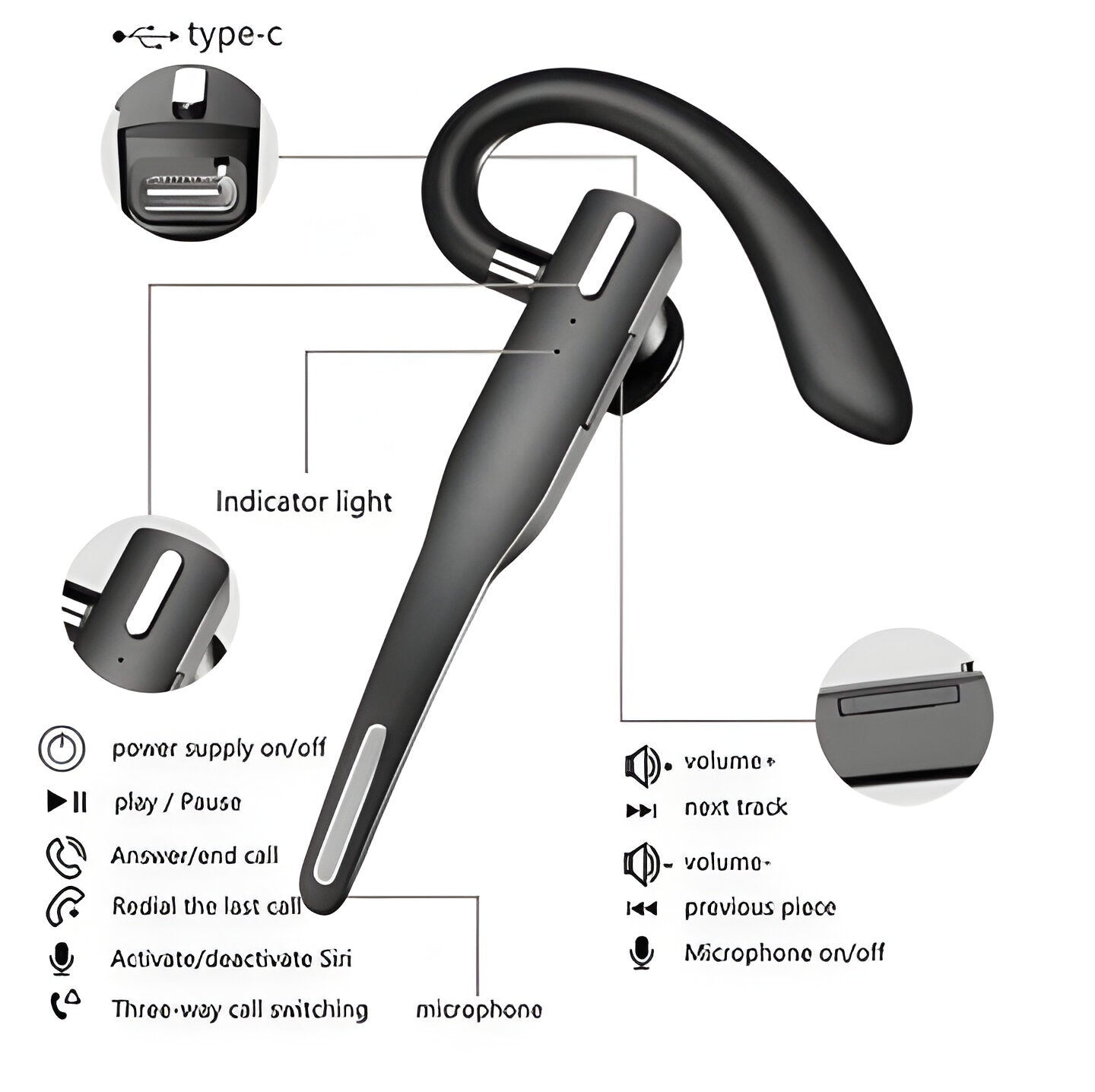Wireless Bluetooth Headset Dual Microphone Noise Cancelling Earpiece - Image 7
