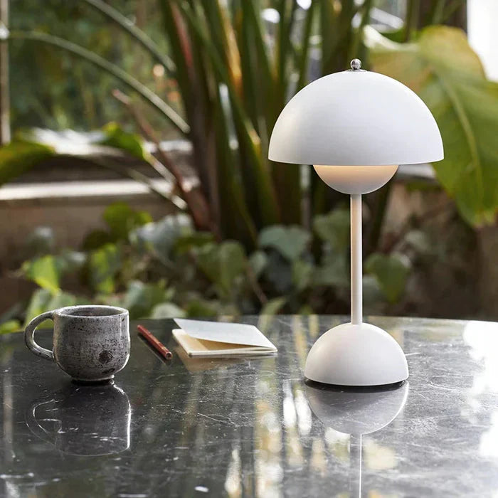 Wireless Round Metal Table Lamp Rechargeable Touch Dimmable - Image 3