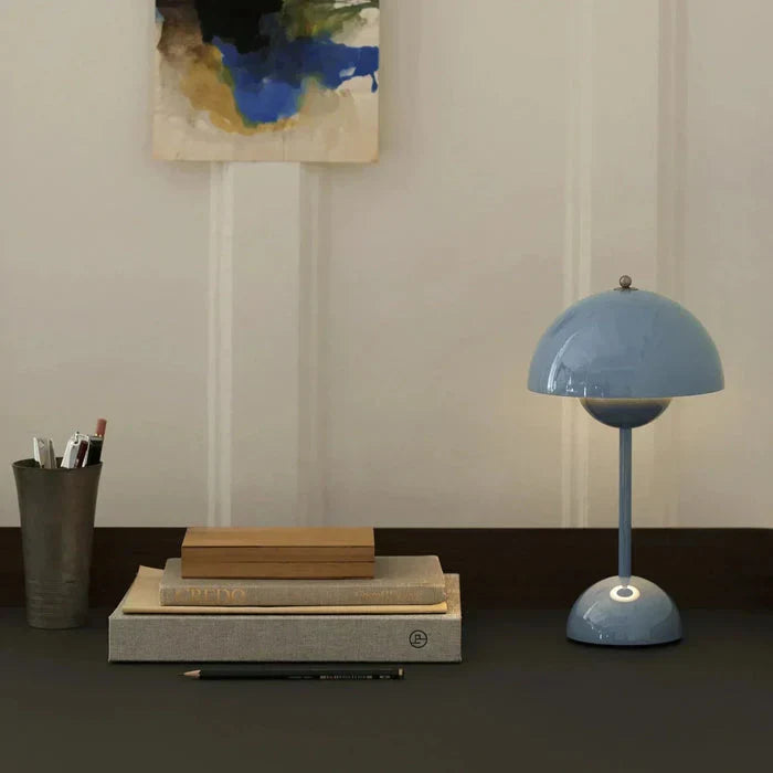 Wireless Round Metal Table Lamp Rechargeable Touch Dimmable - Image 5