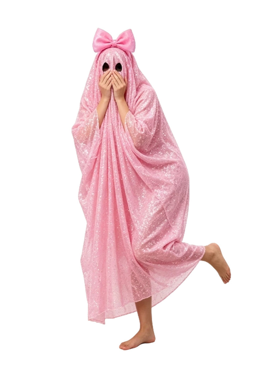 Women Glitter Ghost Poncho Costume - Image 2