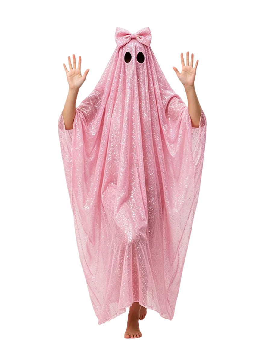 Women Glitter Ghost Poncho Costume - Image 4
