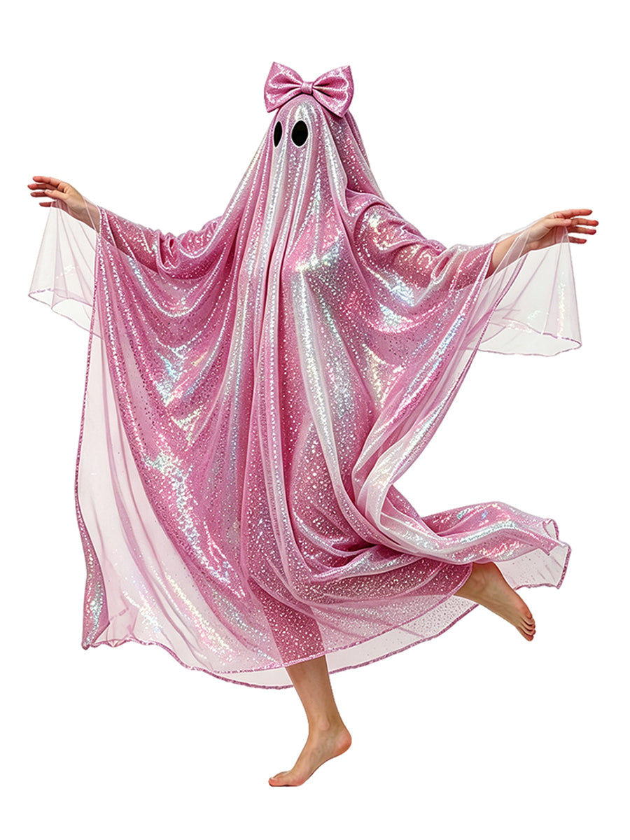 Women Glitter Ghost Poncho Costume - Image 8