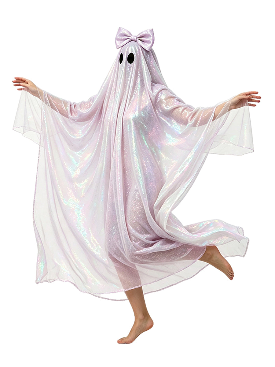 Women Glitter Ghost Poncho Costume - Image 9