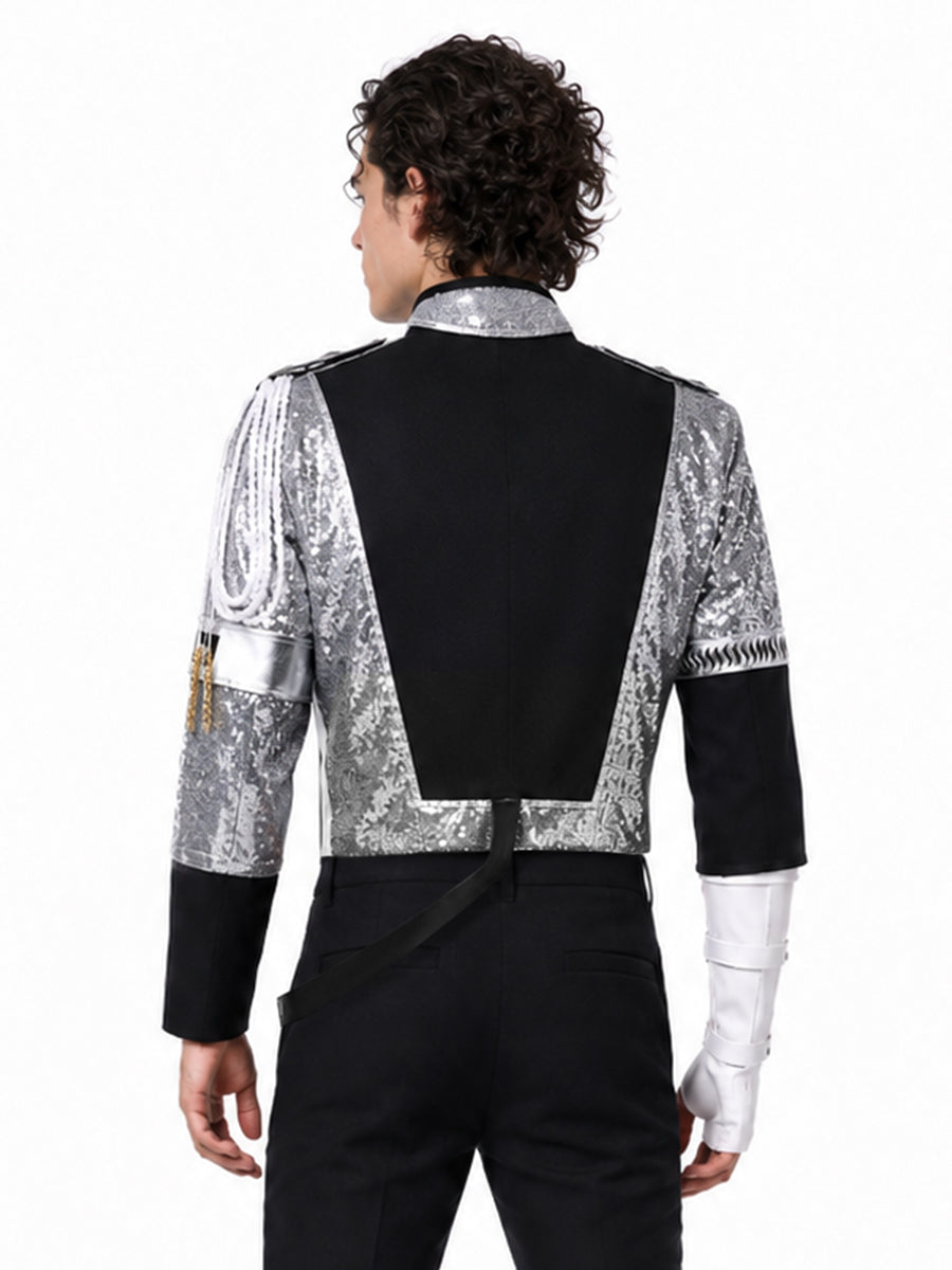 Mens Sequin Pop Star Military Jacket - Image 2