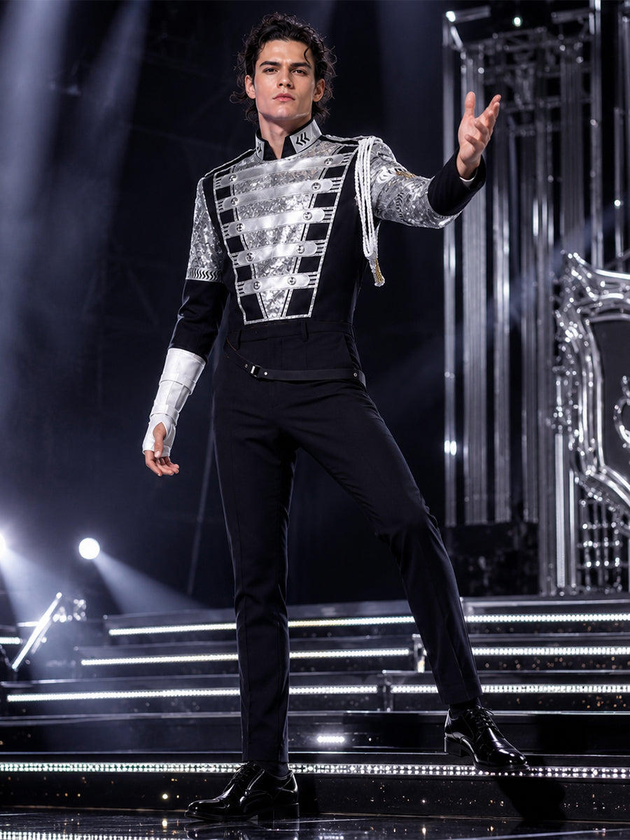 Mens Sequin Pop Star Military Jacket - Image 5