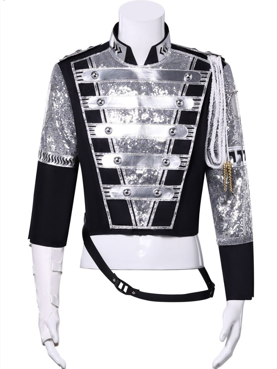 Mens Sequin Pop Star Military Jacket - Image 6