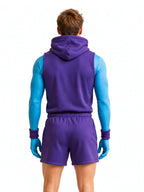 Cosplay Costume Mens Purple Skull Villain Hooded Vest Shorts Set - Image 3