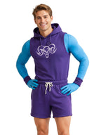 Cosplay Costume Mens Purple Skull Villain Hooded Vest Shorts Set - Image 4