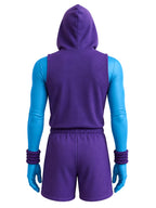 Cosplay Costume Mens Purple Skull Villain Hooded Vest Shorts Set - Image 7