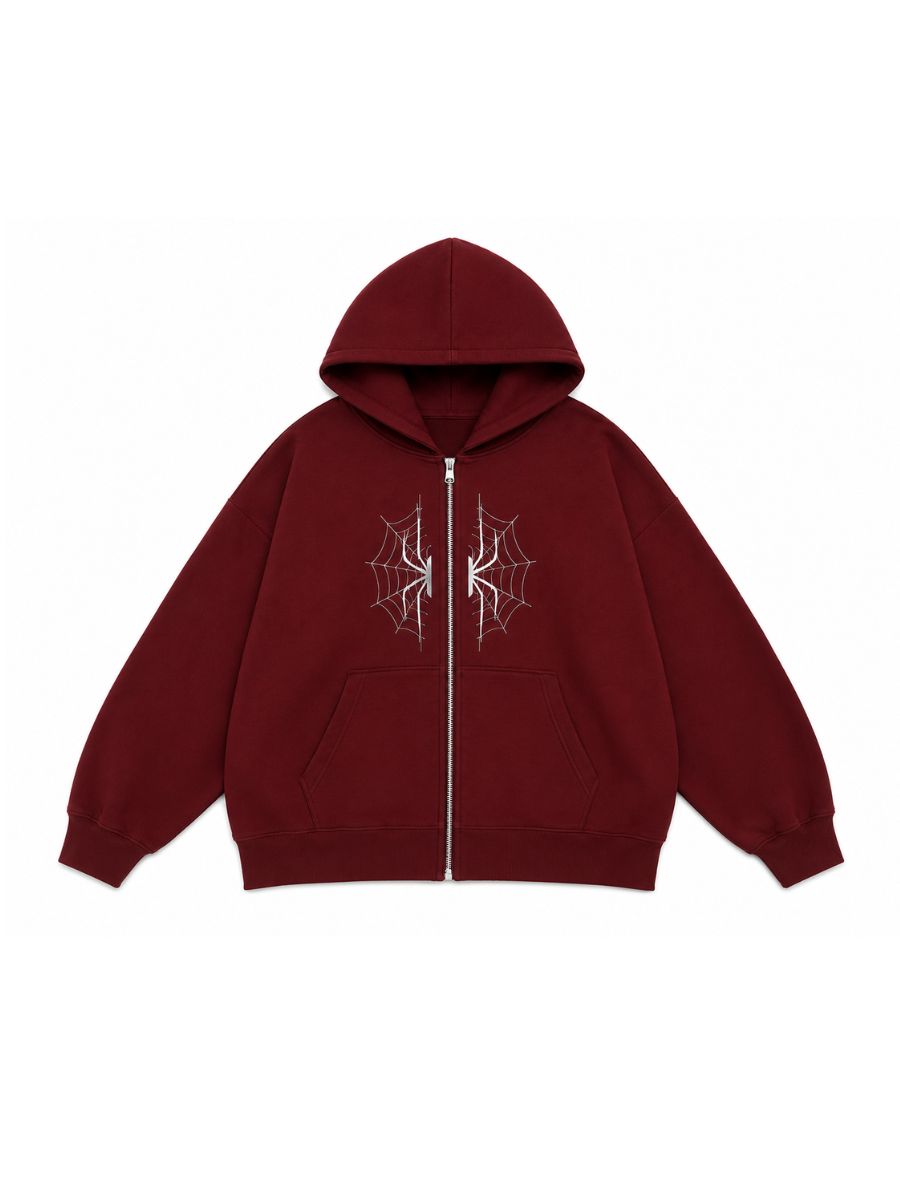 Womens Zip Up Hoodie Spider Web Graphic - Image 6