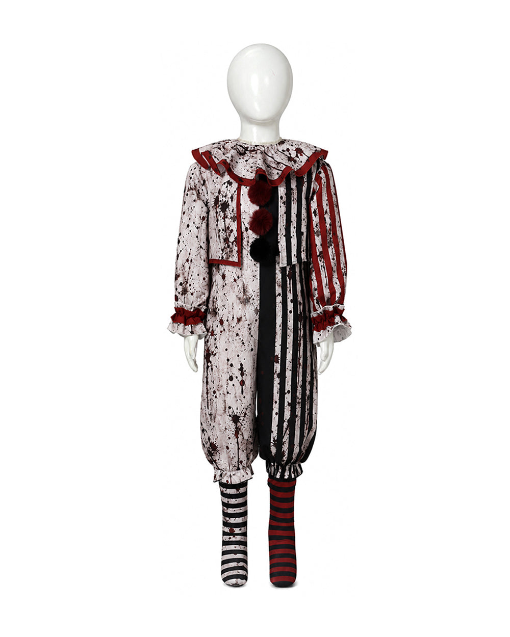 Clown Costume Adult Black White Striped Pierrot Jumpsuit - Image 11