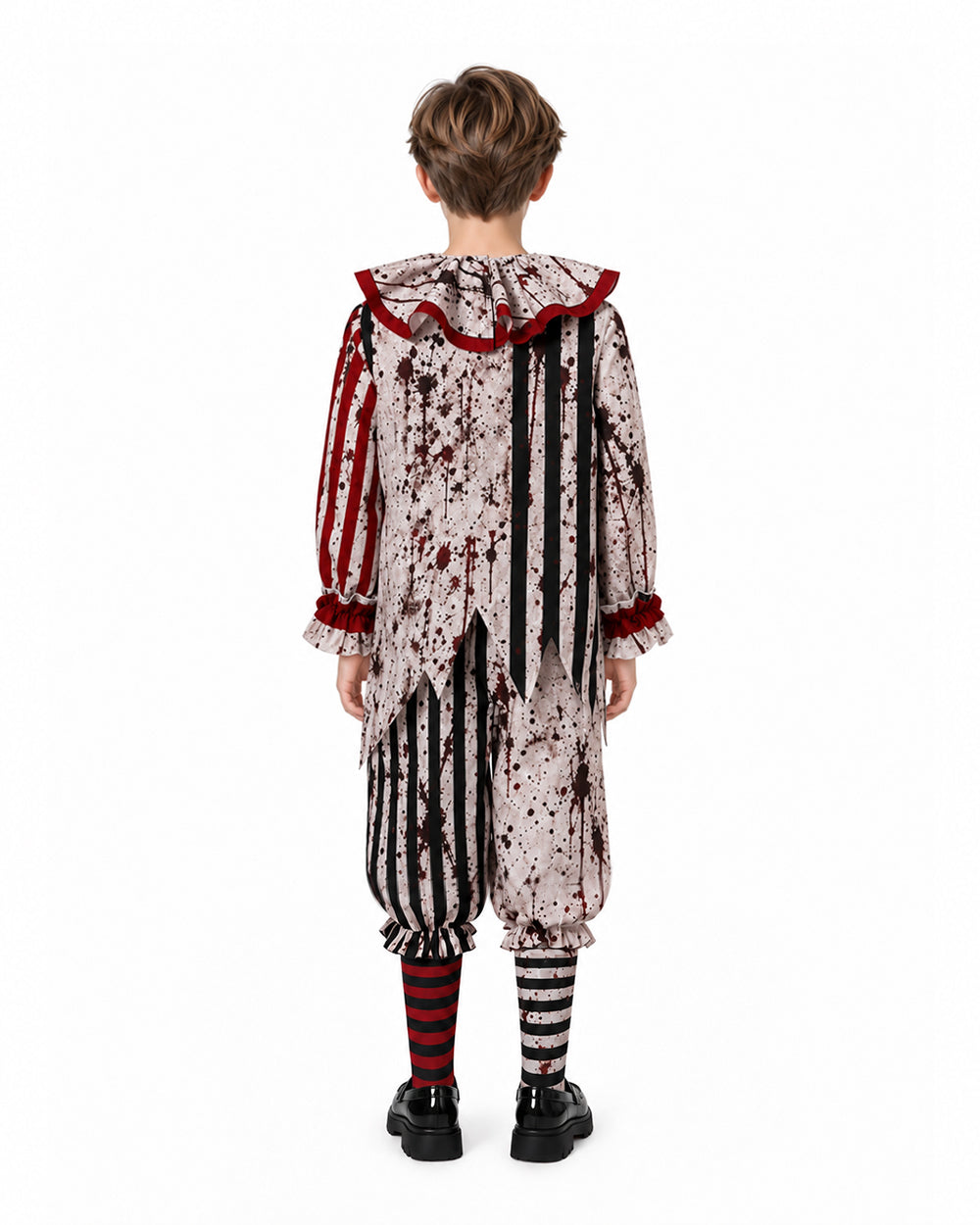 Clown Costume Adult Black White Striped Pierrot Jumpsuit - Image 3