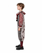 Clown Costume Adult Black White Striped Pierrot Jumpsuit - Image 4