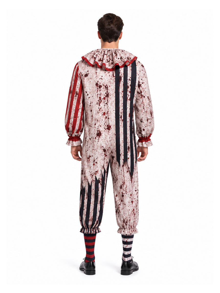 Clown Costume Adult Black White Striped Pierrot Jumpsuit - Image 8