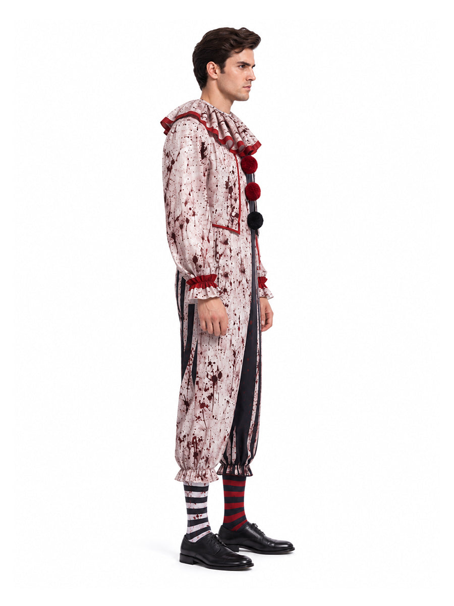 Clown Costume Adult Black White Striped Pierrot Jumpsuit - Image 10