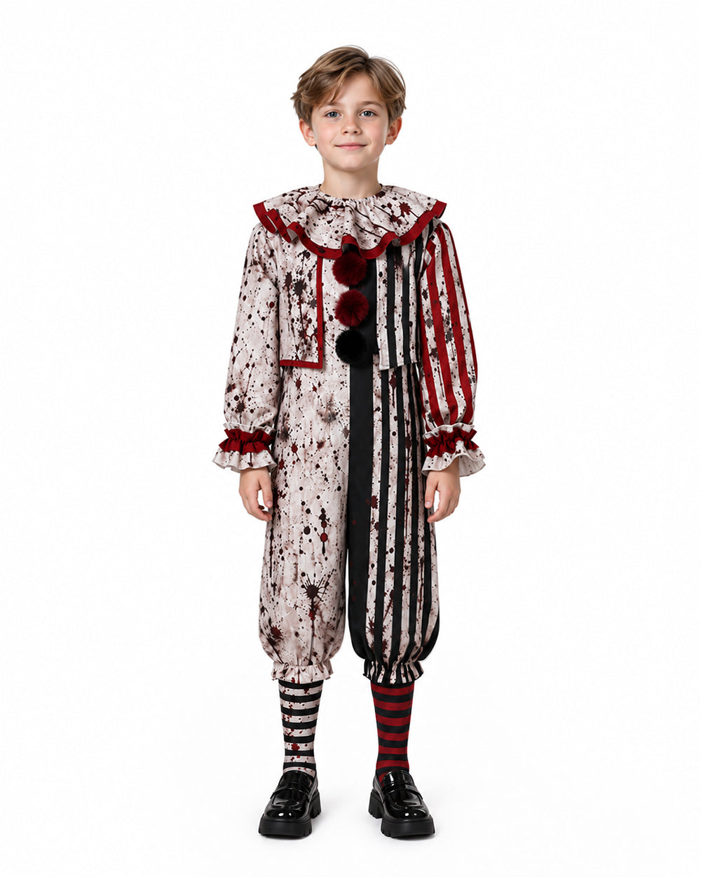 Clown Costume Adult Black White Striped Pierrot Jumpsuit