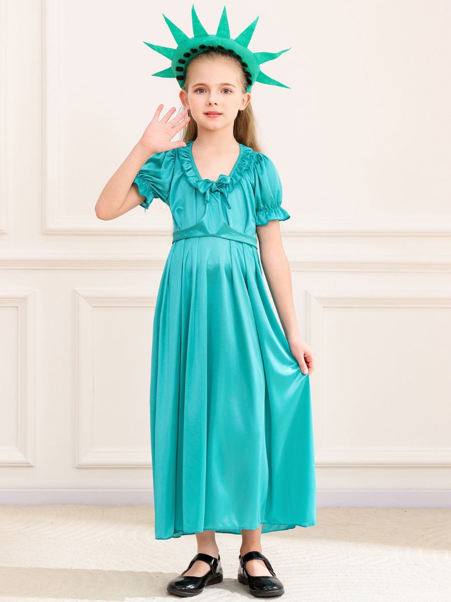 Girls Women 2 Piece Statue of Liberty Costume - Image 3