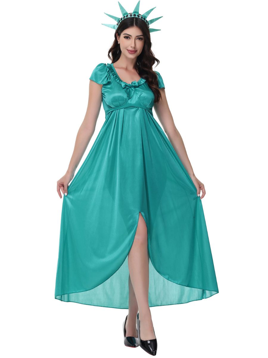 Girls Women 2 Piece Statue of Liberty Costume - Image 4