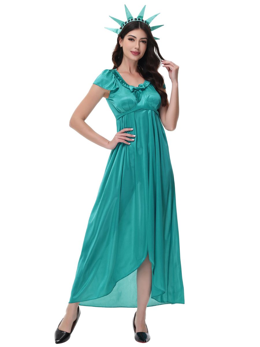 Girls Women 2 Piece Statue of Liberty Costume - Image 6